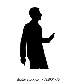 Silhouette Businessman Pen Notebook Hand On Stock Vector (Royalty Free ...