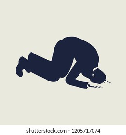 Silhouette of businessman in prayer pose. Web icon with for application