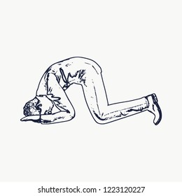 Silhouette of businessman in prayer pose. Web icon with for application