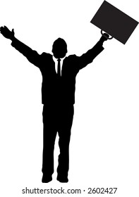A silhouette businessman praying for good results