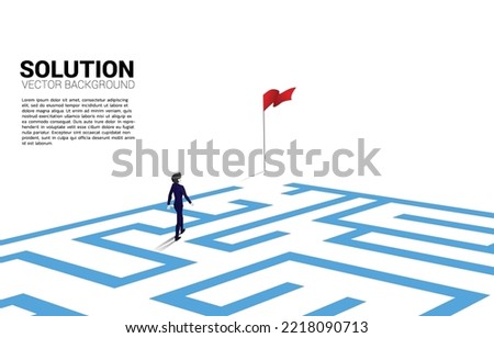 Silhouette of businessman with route path to exit the maze. Business concept for problem solving and finding idea.