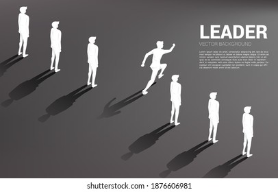 Silhouette businessman running from group of line. Business Concept of leadership goal and vision mission