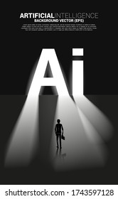 Silhouette of businessman standing with AI text exit door. Business concept for machine learning and a.i artificial intelligence