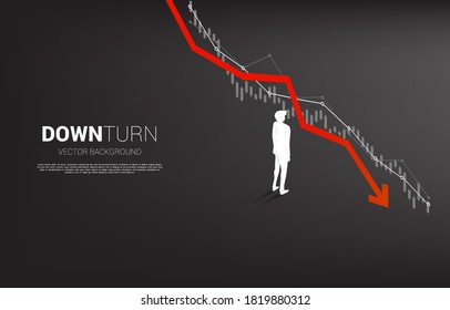 silhouette of businessman standing downturn graph. Concept for fail and accidental business