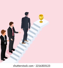 Silhouette businessman start walking up stairway first step, Climbing staircases for development, Business journey concept growth and the path to future success, vector illustration design
