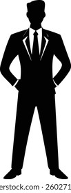 Silhouette of a Businessman in Suit Standing Confidently