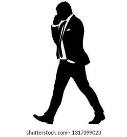 Silhouette businessman talking on the phone, a white background