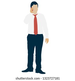 Silhouette businessman talking on the phone, a white background