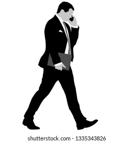 Silhouette businessman talking on the phone, a white background