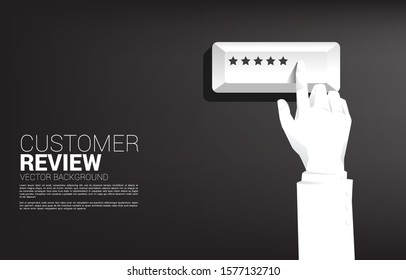 Silhouette businessman touch rating star button. concept for customer review and client rating ranking.