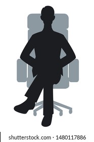 The silhouette of the businessman who sits down on a chair