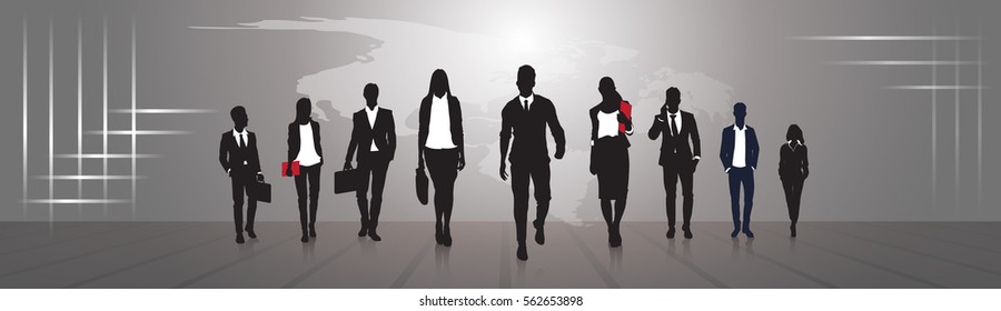 Silhouette Businesspeople Group Business Man And Woman Team Vector Illustration