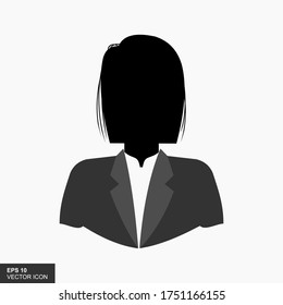 Silhouette of a businesswoman. Design people with flat style. Illustration of user icon.