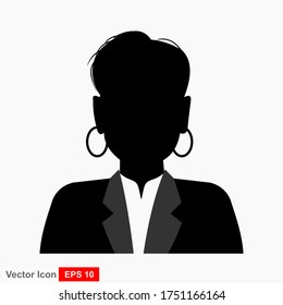 Silhouette of a businesswoman. Design people with flat style. Illustration of user icon.