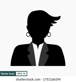 Silhouette of a businesswoman. Design people with flat style. Illustration of user icon.