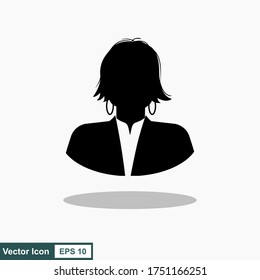 Silhouette of a businesswoman. Design people with flat style. Illustration of user icon.