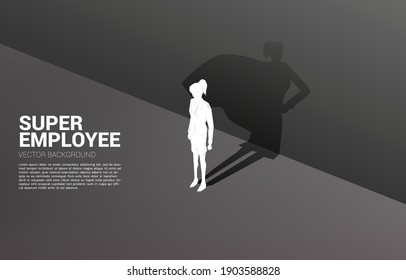 Silhouette of businesswoman and her shadow of superhero.concept of empower potential and human resource management