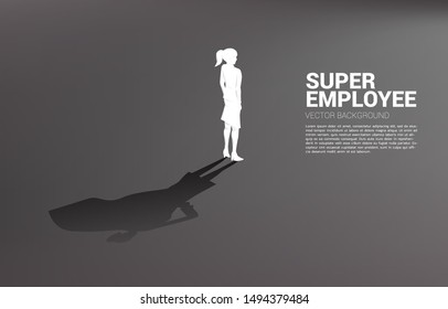 Silhouette of businesswoman and his shadow of superhero.concept of empower potential and human resource management