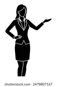 Silhouette of a Businesswoman Presenting with Confident Posture