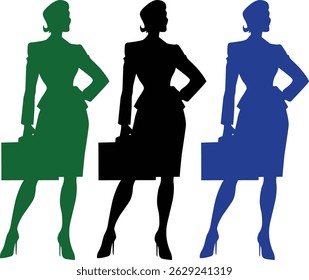 silhouette of a businesswoman standing in a professional posture