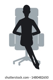 The silhouette of the businesswoman who sits down on a chair