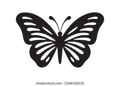 Silhouette of butterflie, Insect butterfly black silhouette, Set of tattoo and sticker type vector illustration on white backgriund