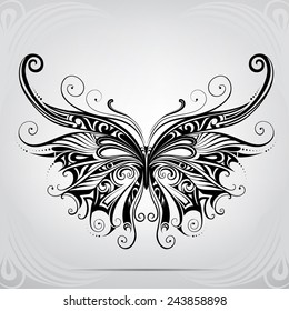 Silhouette of butterflies in the ornament