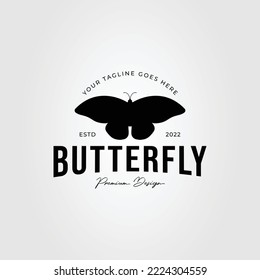 silhouette butterfly or beautiful insect logo vector illustration design