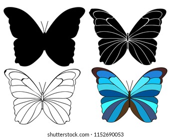 Silhouette Butterfly Blue Butterfly Stock Vector (Royalty Free ...