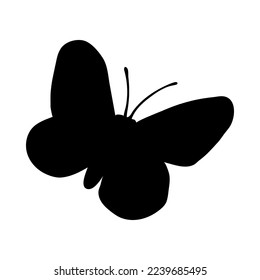 Silhouette of butterfly. Butterfly close-up detailed. Vector butterfly icon on white background.