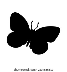 Silhouette of butterfly. Butterfly close-up detailed. Vector butterfly icon on white background.