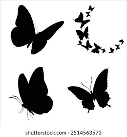 Silhouette butterfly collection vector illustration.