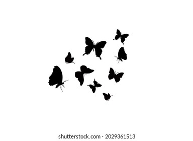 Silhouette butterfly design. beautiful butterflies, on a white