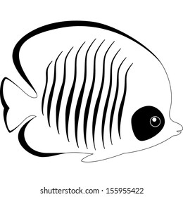 Silhouette of butterfly fish isolated on white