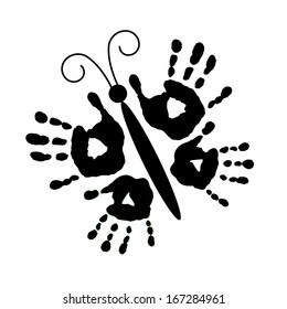 Silhouette butterfly with handprints