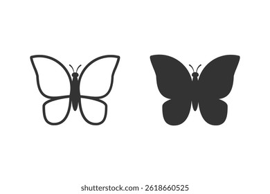 Silhouette butterfly icon set. vector illustration