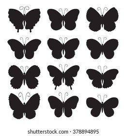 silhouette butterfly icons