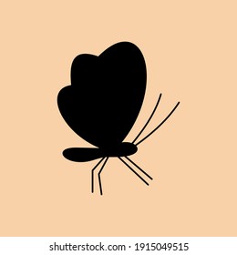 Silhouette butterfly illustration. Animal silhouette. Can be used for sticker and pattern designs. Cutout clip art of butterfly silhouette design.