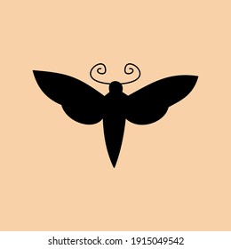 Silhouette butterfly illustration. Animal silhouette. Can be used for sticker and pattern designs. Cutout clip art of butterfly silhouette design.