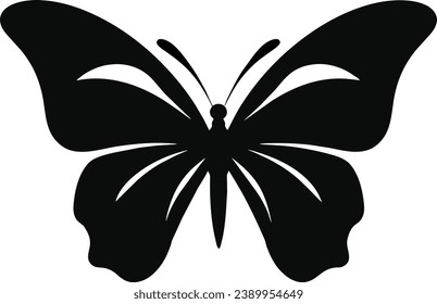 Silhouette butterfly illustration. Animal silhouette. Can be used for sticker and pattern designs. Cutout clip art of butterfly silhouette design.