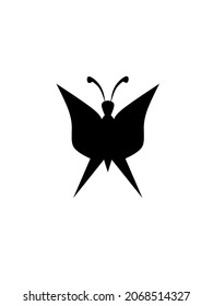 Silhouette of butterfly illustration vector on white background, monochrome vektor illustration on white background
