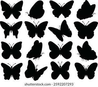Silhouette Butterfly Insects Set Bundle