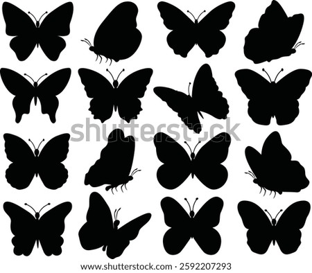 Silhouette Butterfly Insects Set Bundle