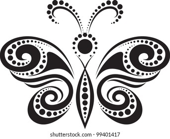 silhouette of a butterfly from the lines and points.