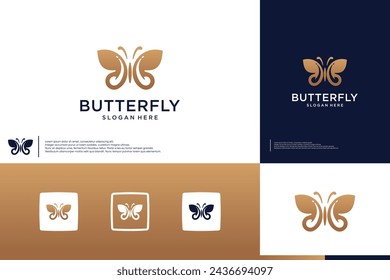 silhouette butterfly logo , for company business, spa and salon , logo design inspiration.