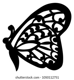 Silhouette of a butterfly on a white background. Flat design, vector.