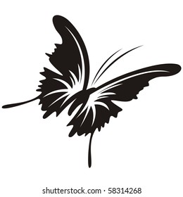 Silhouette of a butterfly on a white background