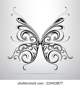 Silhouette of butterfly in the ornament