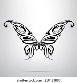 Silhouette of butterfly in the ornament
