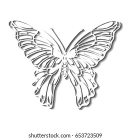 Silhouette of a butterfly with shadow, vector illustration.